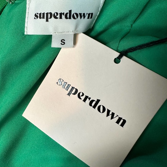 Revolve Kelly Green Maxi Slip Dress SMALL Double Side Slit Superdown Addison NEW - Picture 8 of 9